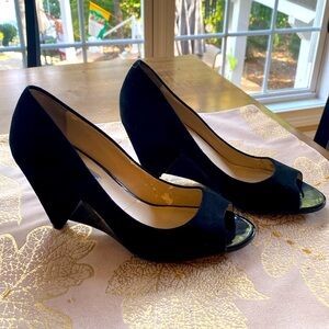 Unique black faux velvet dress wedges my Inc InternationalConcepts. Size 7M
